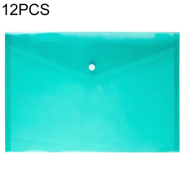 12 PCS A4 Clear Document Bag Paper File Folder Stationery School Office PP Case (Green)