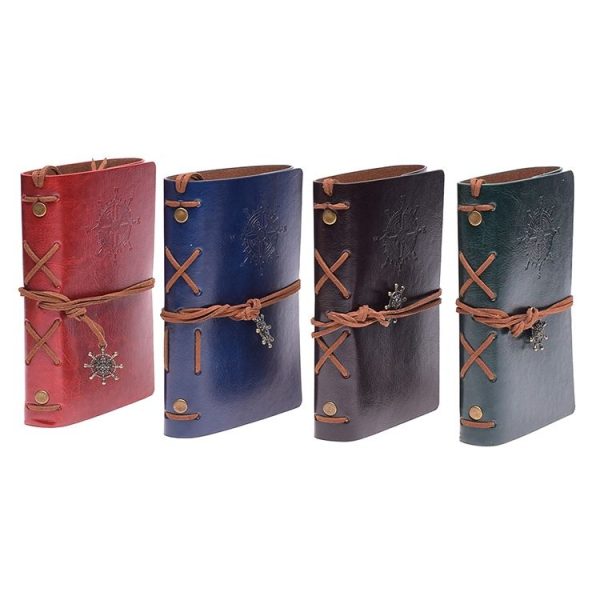 Spiral Notebook Diary Notepad Vintage Pirate Anchors PU Leather Stationery Gift Traveler Journal, Paper Size: L (Green) - Image 2