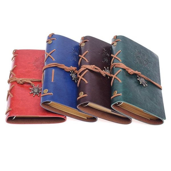 Spiral Notebook Diary Notepad Vintage Pirate Anchors PU Leather Stationery Gift Traveler Journal, Paper Size: L (Green) - Image 3