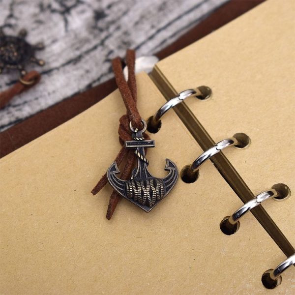Spiral Notebook Diary Notepad Vintage Pirate Anchors PU Leather Stationery Gift Traveler Journal, Paper Size: L (Green) - Image 6