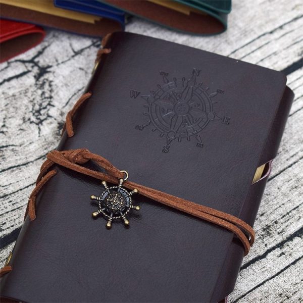 Spiral Notebook Diary Notepad Vintage Pirate Anchors PU Leather Stationery Gift Traveler Journal, Paper Size: L (Green) - Image 8