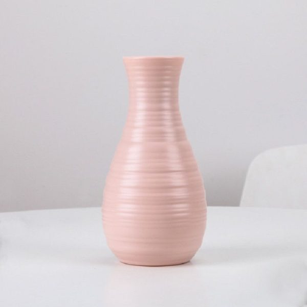 Modern Simple Plastic Flower Vase Creative Desktop Decoration Ornaments (Pink) - Image 2