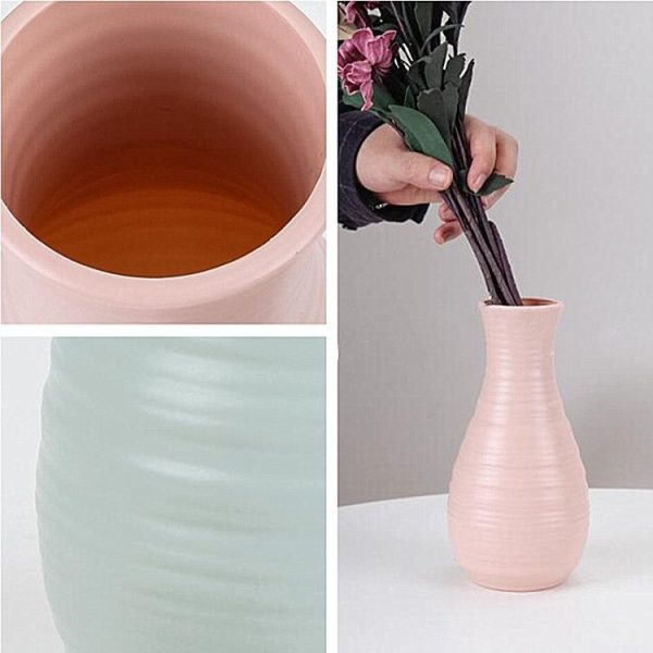 Modern Simple Plastic Flower Vase Creative Desktop Decoration Ornaments (Pink) - Image 3