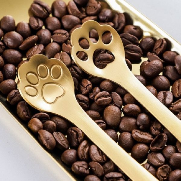 Stainless Steel Creative Cat Claw Coffee Spoon Dessert Cake Spoon, Style: Hollow Cat Claw Spoon, Color: Colorful - Image 5