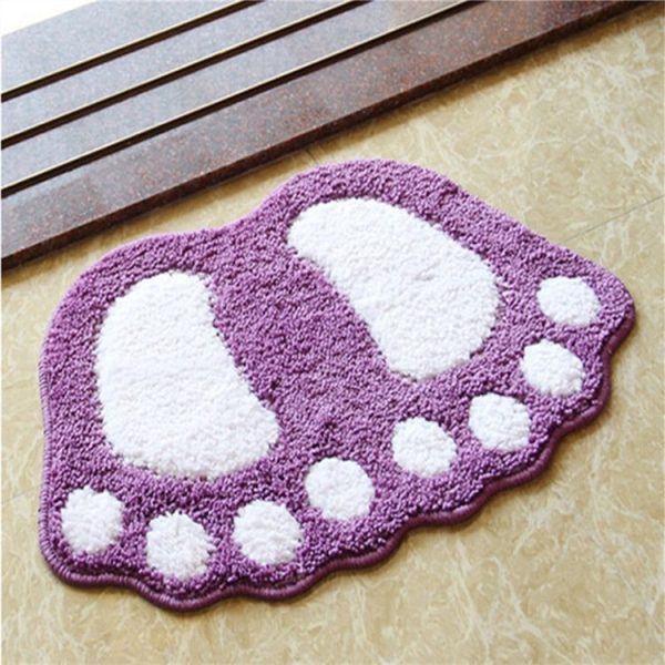 Foot-shaped Non Slip Shaggy Soft Water Absorption Bedroom Bathroom Carpet Mat, Size: 40x60cm (Purple)
