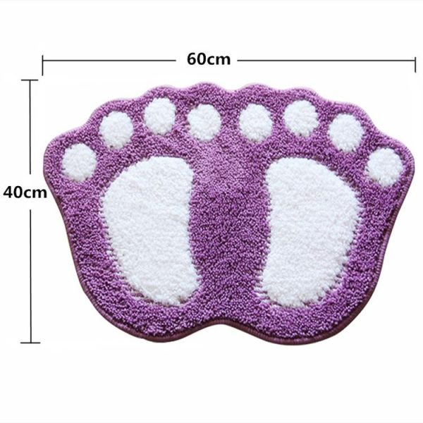 Foot-shaped Non Slip Shaggy Soft Water Absorption Bedroom Bathroom Carpet Mat, Size: 40x60cm (Purple) - Image 6