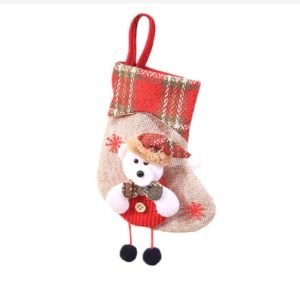 Mini Christmas Stockings Gift Bags Christmas Decorations for Home Festival Party (Little Bear Style)