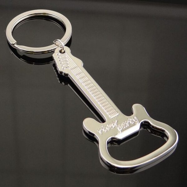 2 PCS Zinc Alloy Beer Guitar Bottle Opener Keychain Keyring Key Chain - Image 3