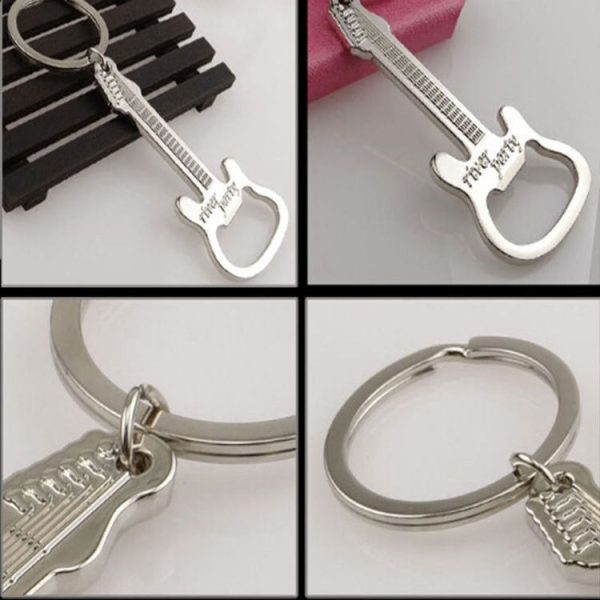 2 PCS Zinc Alloy Beer Guitar Bottle Opener Keychain Keyring Key Chain - Image 4