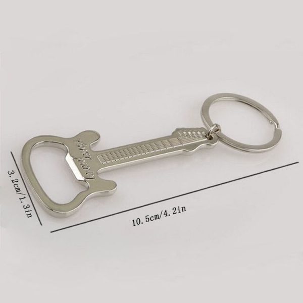 2 PCS Zinc Alloy Beer Guitar Bottle Opener Keychain Keyring Key Chain - Image 5