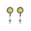 2 PCS ID Easy-to-pull Buckle Smiling Face Holder Name Tag Card Key Badge Retractable Holder Belt Clips (Gray)
