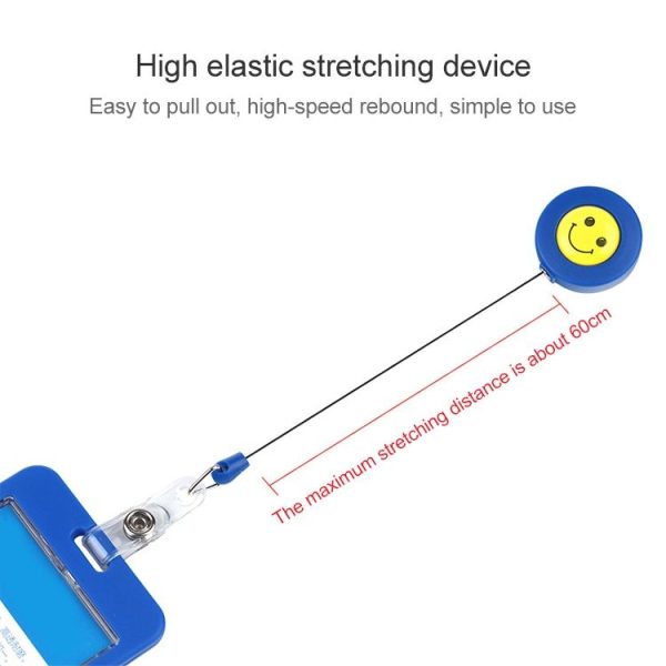 2 PCS ID Easy-to-pull Buckle Smiling Face Holder Name Tag Card Key Badge Retractable Holder Belt Clips (Gray) - Image 4