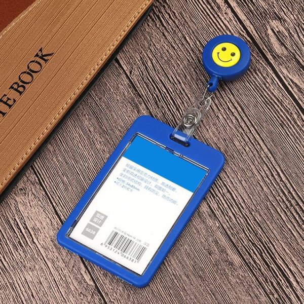 2 PCS ID Easy-to-pull Buckle Smiling Face Holder Name Tag Card Key Badge Retractable Holder Belt Clips (Gray) - Image 7