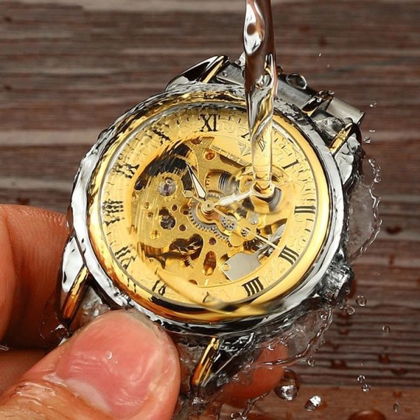 FNGEEN 8866 Women Waterproof Watch Fashion Double-Sided Hollow Automatic Mechanical Watch (White Steel Black Surface) - Image 6