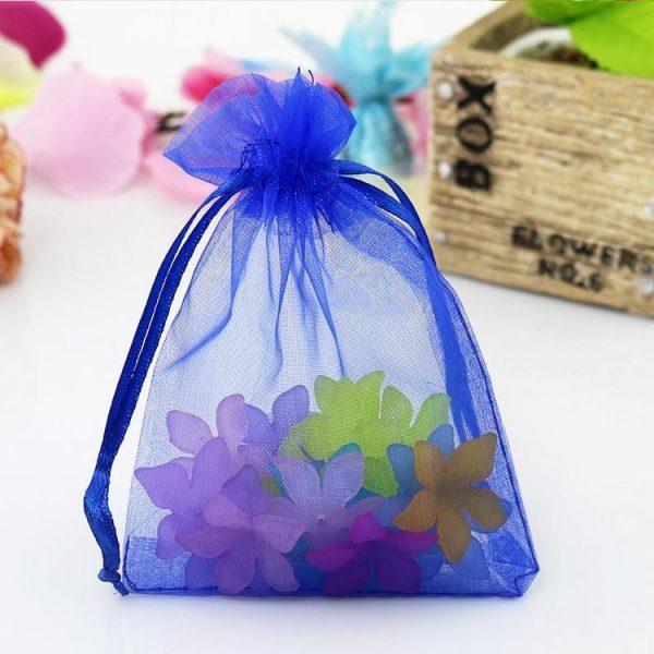 100 PCS Gift Bags Jewelry Organza Bag Wedding Birthday Party Drawable Pouches, Gift Bag Size: 7X9cm (Wine Red) - Image 2