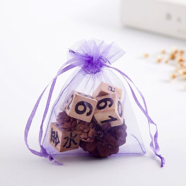 100 PCS Gift Bags Jewelry Organza Bag Wedding Birthday Party Drawable Pouches, Gift Bag Size: 7X9cm (Wine Red) - Image 4