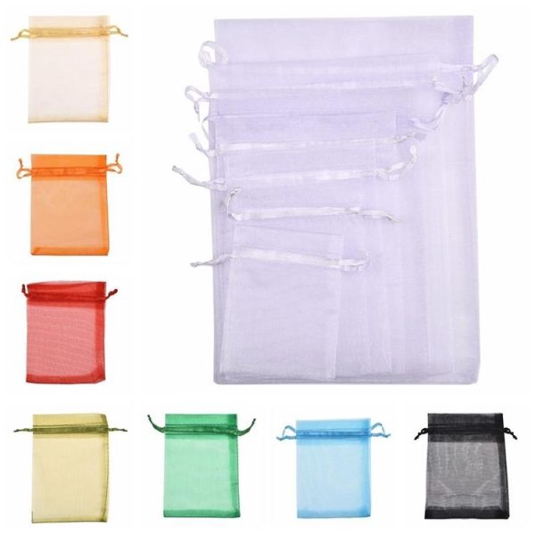 100 PCS Gift Bags Jewelry Organza Bag Wedding Birthday Party Drawable Pouches, Gift Bag Size: 7X9cm (Wine Red) - Image 6