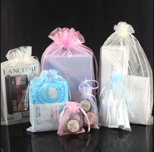 100 PCS Gift Bags Jewelry Organza Bag Wedding Birthday Party Drawable Pouches, Gift Bag Size: 7X9cm (Wine Red) - Image 8