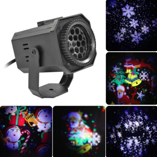 8W LED Stage Lighting Christmas Snowflake Pattern Projection Lamp Effect Laser Light, Plug Specifications: EU Plug (Multiple Holes) - Image 7