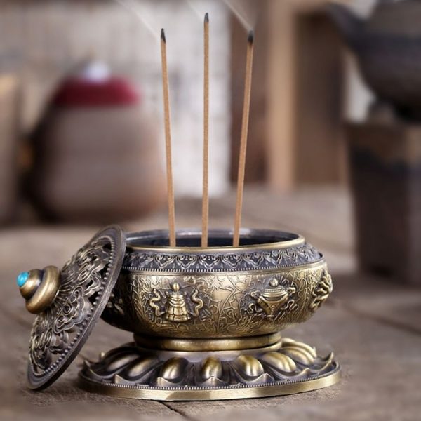 Unique Mosquito Incense Burner Mosquito Coil Holder with Metal Mesh Cover (Gold) - Image 3