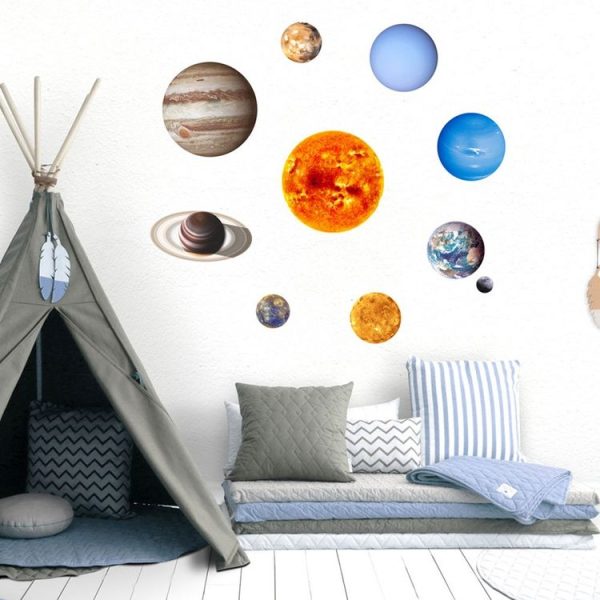 E wall Planet Solar System Fluorescent Wall Stickers Room Bedroom Luminous Wall Stickers (Big Size) - Image 6