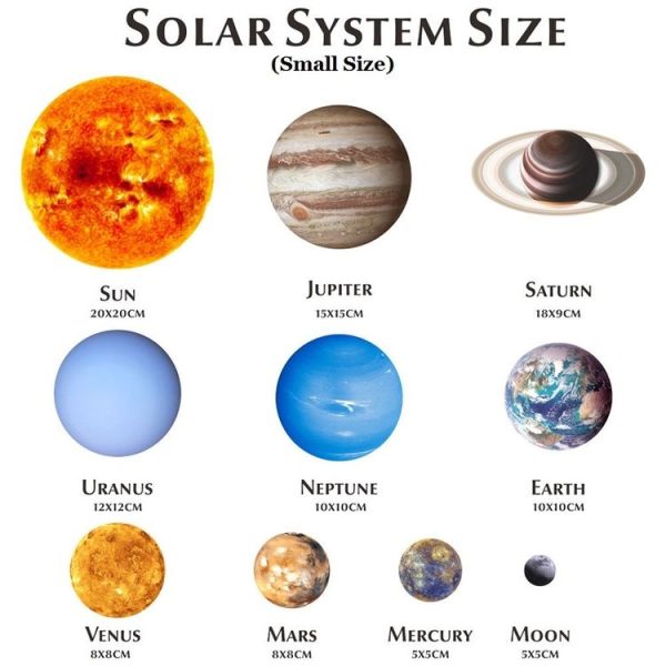 E wall Planet Solar System Fluorescent Wall Stickers Room Bedroom Luminous Wall Stickers (Small Size) - Image 3