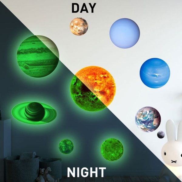 E wall Planet Solar System Fluorescent Wall Stickers Room Bedroom Luminous Wall Stickers (Small Size) - Image 4