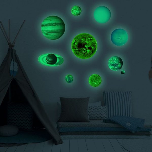 E wall Planet Solar System Fluorescent Wall Stickers Room Bedroom Luminous Wall Stickers (Small Size) - Image 5
