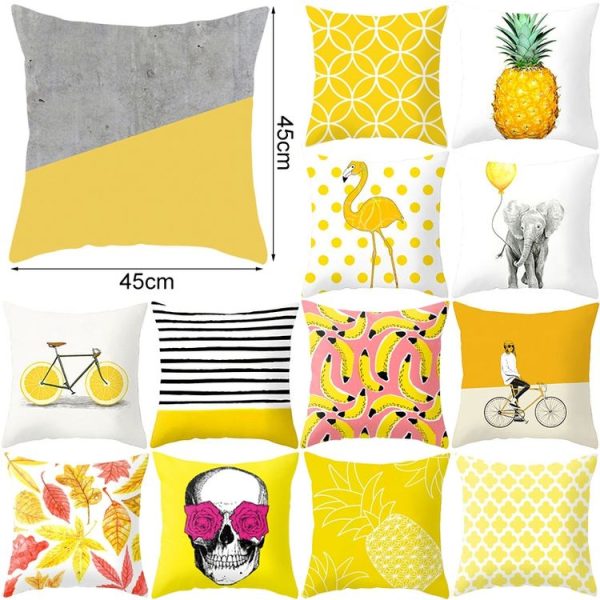 2 PCS 45x45cm Yellow Striped Pillowcase Geometric Throw Cushion Pillow Cover Printing Cushion Pillow Case Bedroom Office (17) - Image 2