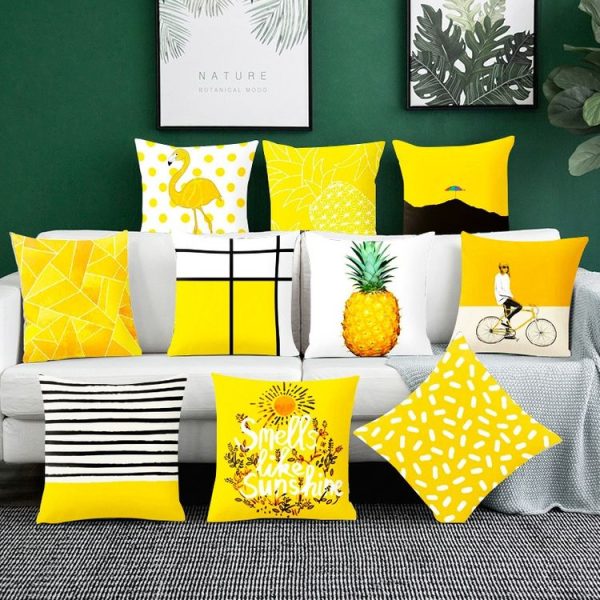 2 PCS 45x45cm Yellow Striped Pillowcase Geometric Throw Cushion Pillow Cover Printing Cushion Pillow Case Bedroom Office (17) - Image 7