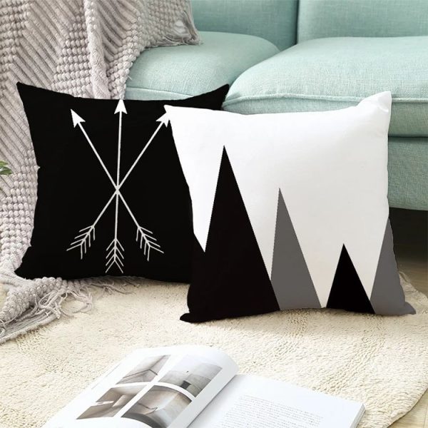 2 PCS Black and White Simple and Modern Geometric Abstract Decorative Pillowcases Polyester Throw Pillow Case (10) - Image 6