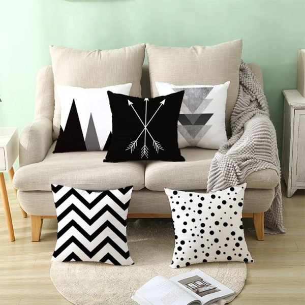 2 PCS Black and White Simple and Modern Geometric Abstract Decorative Pillowcases Polyester Throw Pillow Case (10) - Image 7