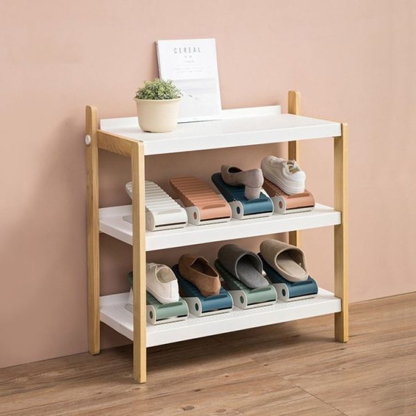 Household Adjustable Storage Dustproof Slippers Rack Shoe Cabinet Partition Layered Shoe Support Rack (Red) - Image 7