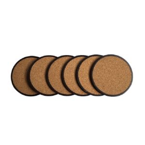 Home Daily Wood Round Cork Coaster, Specification: 6 Coasters