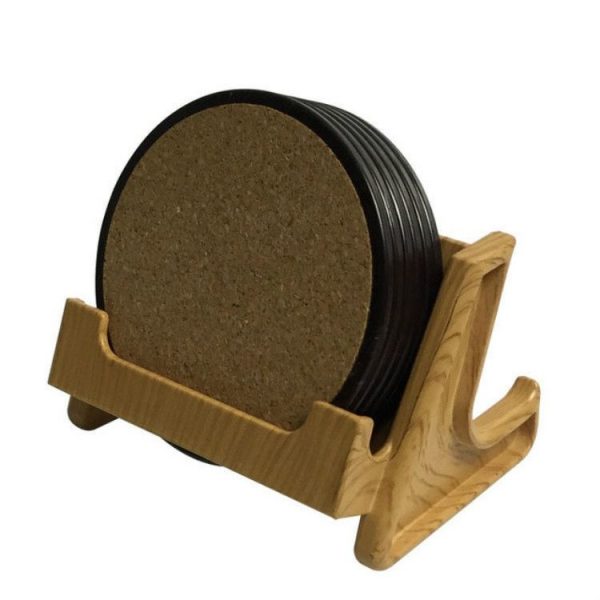 Home Daily Wood Round Cork Coaster, Specification: 6 Coasters - Image 2