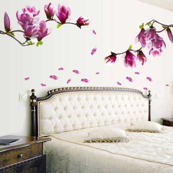 Creative PVC Magnolia DecalsWallpaper Removable DIY Art Home Decoration