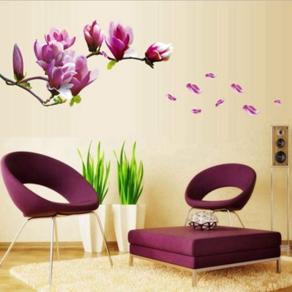 Creative PVC Magnolia DecalsWallpaper Removable DIY Art Home Decoration - Image 3