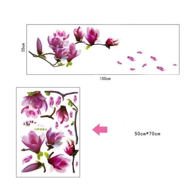 Creative PVC Magnolia DecalsWallpaper Removable DIY Art Home Decoration - Image 4