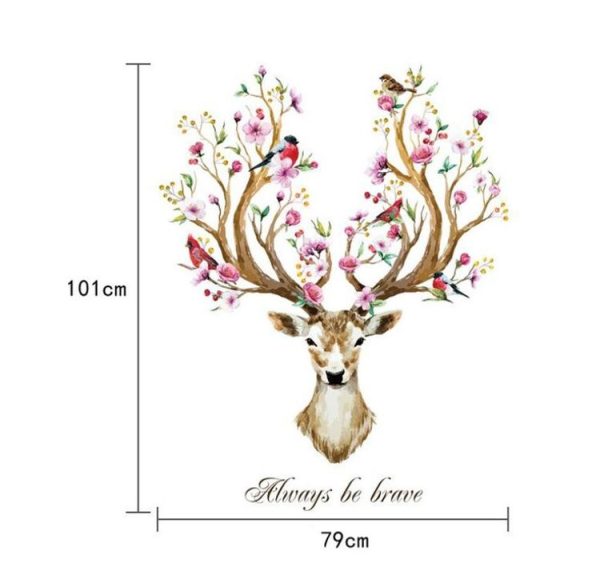 DIY Deer Head Flowers Wall stickers Art Vinyl Wall Decals Home Decor - Image 5