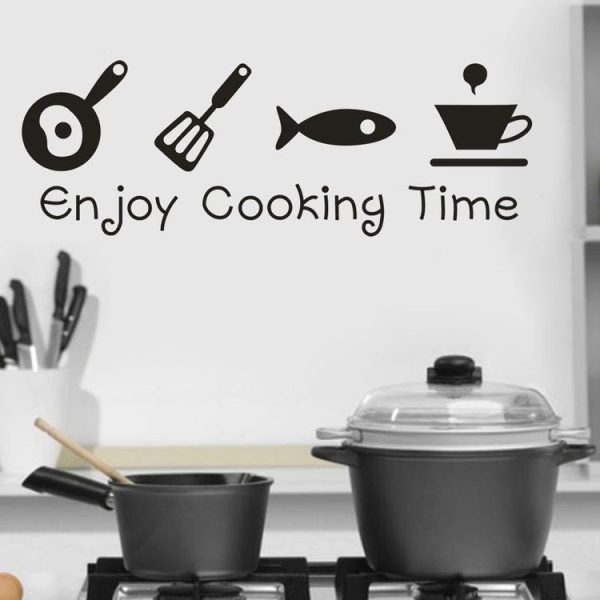 Enjoy Cooking Time English Alphabet Kitchen Living Room Carved Wall Sticker - Image 3