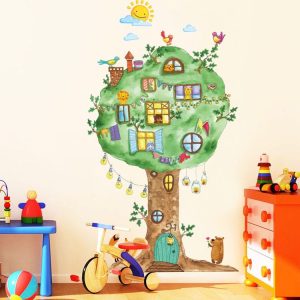 Hand-painted Color Animal Big Tree Paradise Home Decoration Wall Sticker