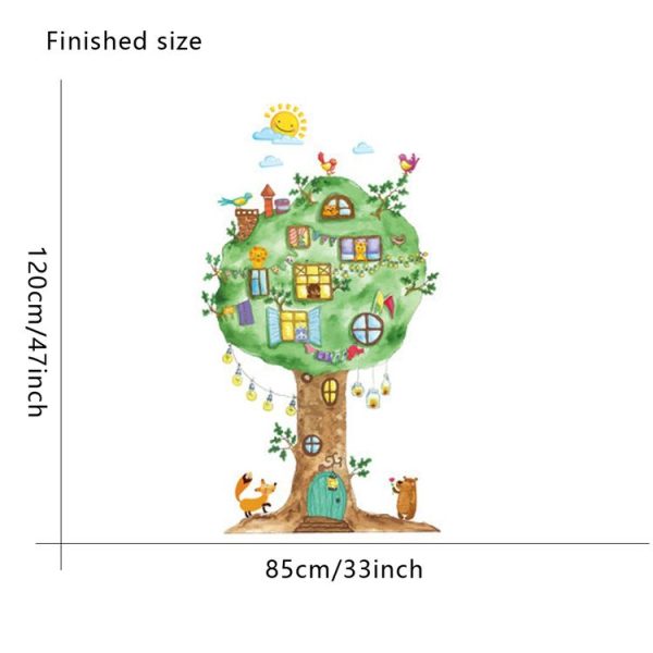 Hand-painted Color Animal Big Tree Paradise Home Decoration Wall Sticker - Image 5