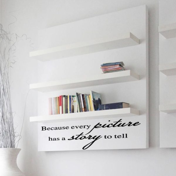 2 PCS Because Every Picture Has a Story to Tell English Letters Removable PVC Wall Stickers DIY Home Decor - Image 3