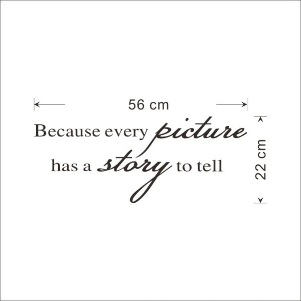 2 PCS Because Every Picture Has a Story to Tell English Letters Removable PVC Wall Stickers DIY Home Decor - Image 5