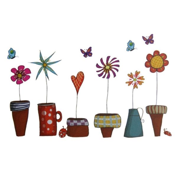 Cute Cartoon Flower Butterfly Wall Stickers DIY Decal Window Glass Home Decoration - Image 2