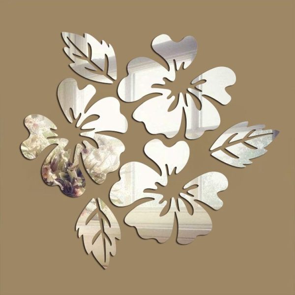 2 Sets Flower Pattern Wall Sticker Home Decor 3D Wall Decal Art DIY Mirror Wall Stickers Living Room Decoration (Black) - Image 3