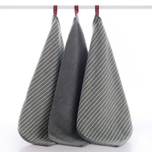 3 PCS Striped Microfiber Square Face Towels Absorbent (Green)