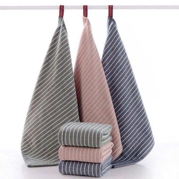 3 PCS Striped Microfiber Square Face Towels Absorbent (Green) - Image 2