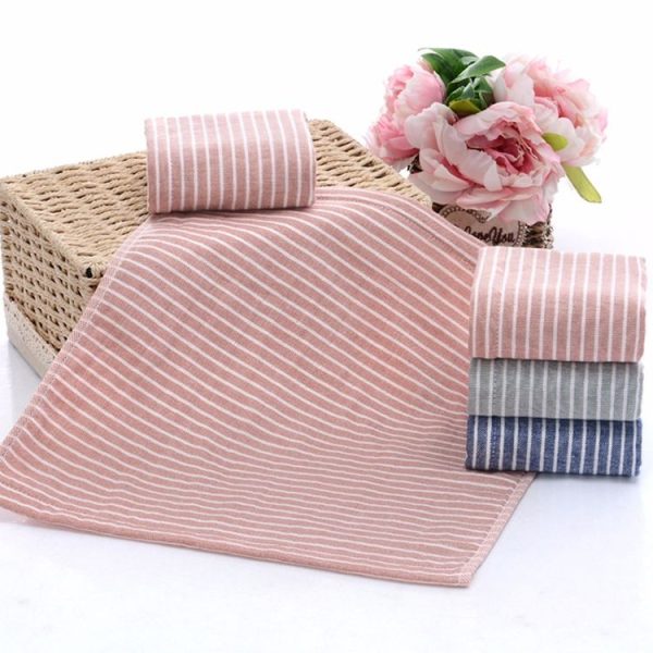 3 PCS Striped Microfiber Square Face Towels Absorbent (Green) - Image 5