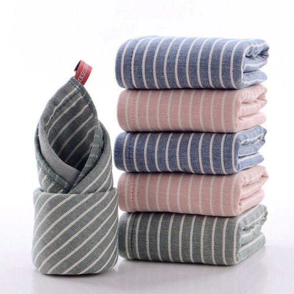 3 PCS Striped Microfiber Square Face Towels Absorbent (Green) - Image 6